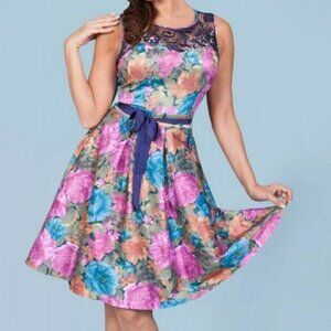 Tatyana Mirabelle floral midi dress with lace and tuile lining
